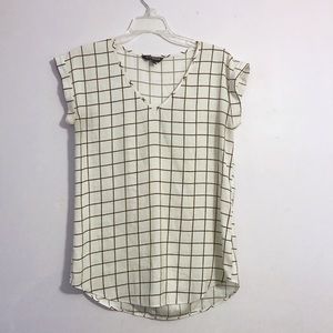 Express Tops - Express Black + White Grid Loose Top Express Tops - Express Black + White Grid Loose Top